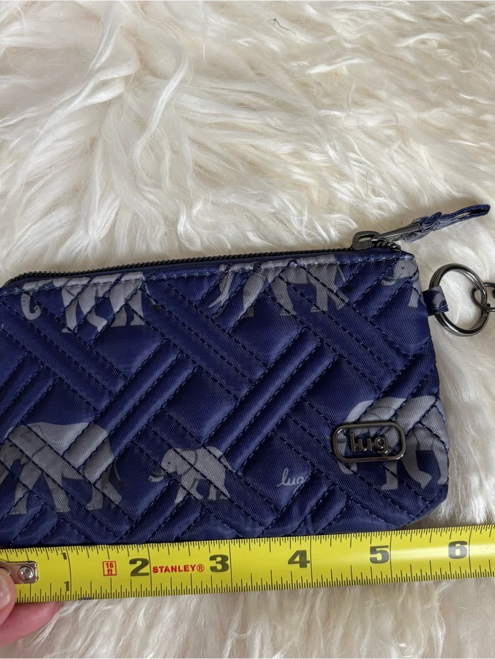 lug Quilted Navy Wristlet with Elephant Print